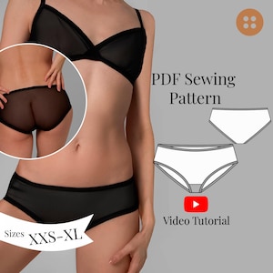 PDF Schnittmuster für Frauen / Größen XXs-XL / DIY Unterwäsche Schnittmuster mit Video Anleitung / Easy Sewing Project