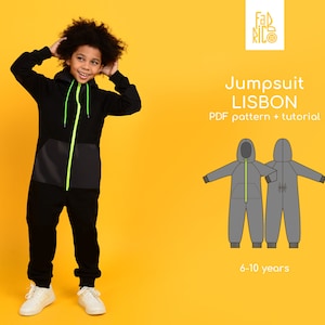 Kids Jumpsuit Sewing Pattern - PDF Download, DIY Children's Romper in Sizes 6-10 Years / 116-140 cm