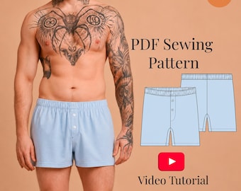 Mens Boxer Briefs Sewing Pattern Sizes S-5XL (PDF Pattern + Video Tutorial)