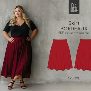 Half Circle Skirt Sewing Pattern Sizes  2XL-3XL/ Flared skirt Sewing Pattern EU 46-48/ Circle skirt digital pattern printable A4, A0, Letter