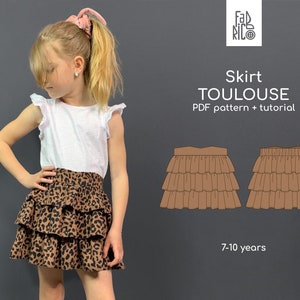 Kid's Flounce Skirt PDF Sewing Pattern For Ages 7-10 image 1