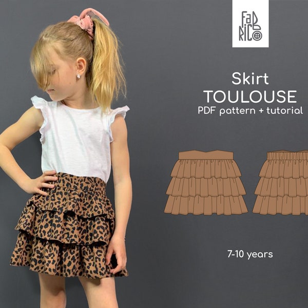 Kid's Flounce Skirt PDF Sewing Pattern - For Ages 7-10