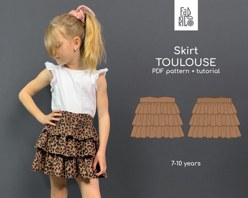 Kid's Flounce Skirt PDF Sewing Pattern For Ages 7-10 image 1