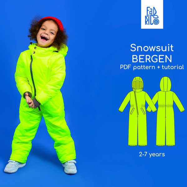 Kids Snowsuit pattern / Sewing pattern PDF / Sewing tutorial / Sizes 86-122 / 18 months - 7 years