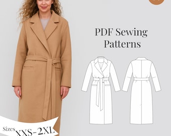 Woman's Trench Coat Sewing Pattern: XXS-2XL (PDF Pattern)