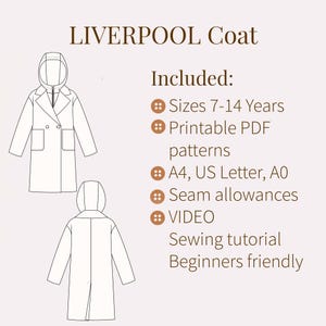 Kids Coat PDF Sewing Pattern – Sizes 7-14 Years + Video Sewing Tutorial

Sew a stylish and warm coat for your child with this easy-to-follow Kids Coat PDF Sewing Pattern! Designed for children aged 7 to 14 years, this pattern includes all necessary sizes and comes with a step-by-step video tutorial, making it beginner-friendly. Perfect for cozy outerwear made from wool, softshell, or rainproof fabrics. Print at home (A4/US Letter) or in A0 format.