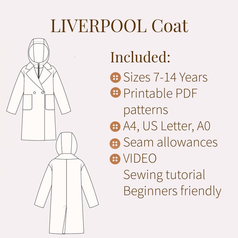 Kids Coat PDF Sewing Pattern – Sizes 7-14 Years + Video Sewing Tutorial

Sew a stylish and warm coat for your child with this easy-to-follow Kids Coat PDF Sewing Pattern! Designed for children aged 7 to 14 years, this pattern includes all necessary sizes and comes with a step-by-step video tutorial, making it beginner-friendly. Perfect for cozy outerwear made from wool, softshell, or rainproof fabrics. Print at home (A4/US Letter) or in A0 format.