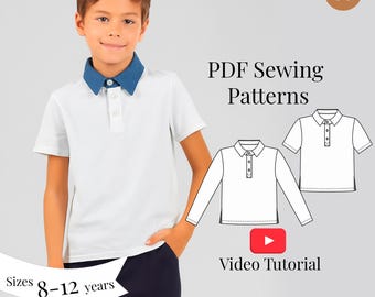 Kids Polo Shirt Sewing Pattern | Boys & Girls Sizes 1-10 Years | PDF + Video Tutorial