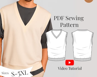 Molde para Colete Masculino + Tutorial em Vídeo / Tamanhos P-5XG