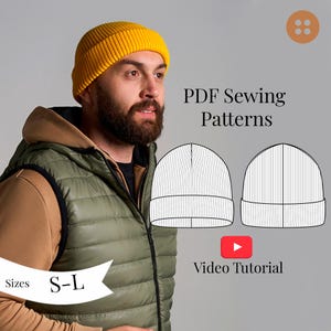 Modello di cucito per berretto: stile classico largo da uomo, taglie dalla S alla L (modello PDF + tutorial video)