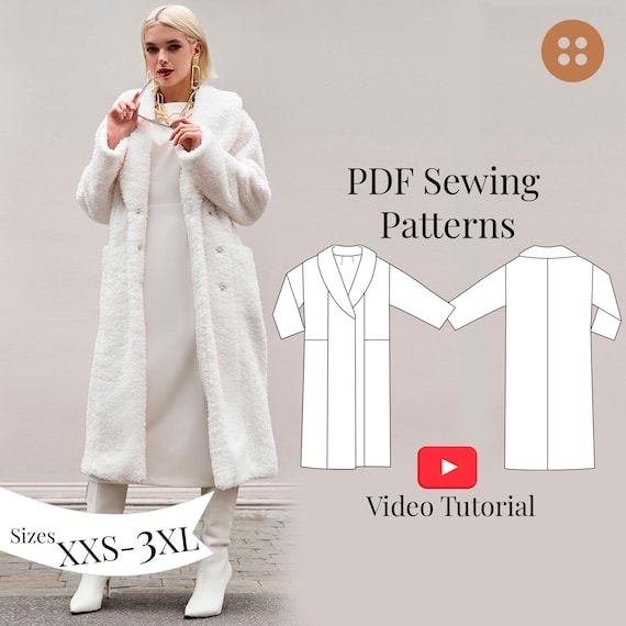 thetoe Christmas Fur Coat ホワイト Mサイズ Faux Fur Coat Sewing Pattern XXS-3XL: Women's Winter