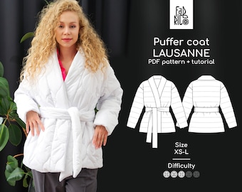 Puffer Jacket Sewing Pattern Sizes XS-L/ Quilted Jacket PDF Sewing Pattern EU 34-42/ Blazer Digital pattern printable A4, A0, Letter