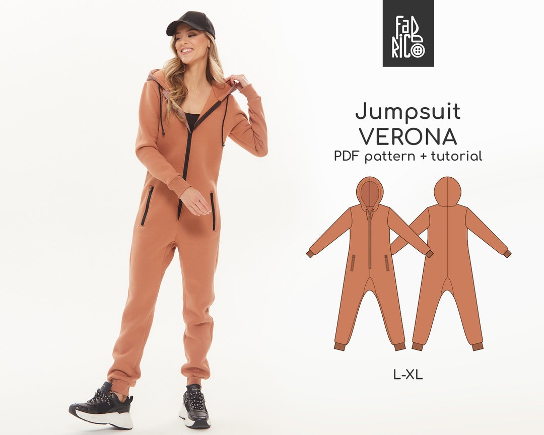 Jumpsuit Women, Long Sleeve Jumpsuit Zip up Pattern PDF, Overalls Women