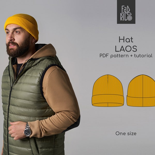 Beanie Hat PDF Sewing Pattern / Classic Men's Beanie Hat Digital Pattern/ Baggy hat Instant Download One size/ Baggy beanie sewing tutorial