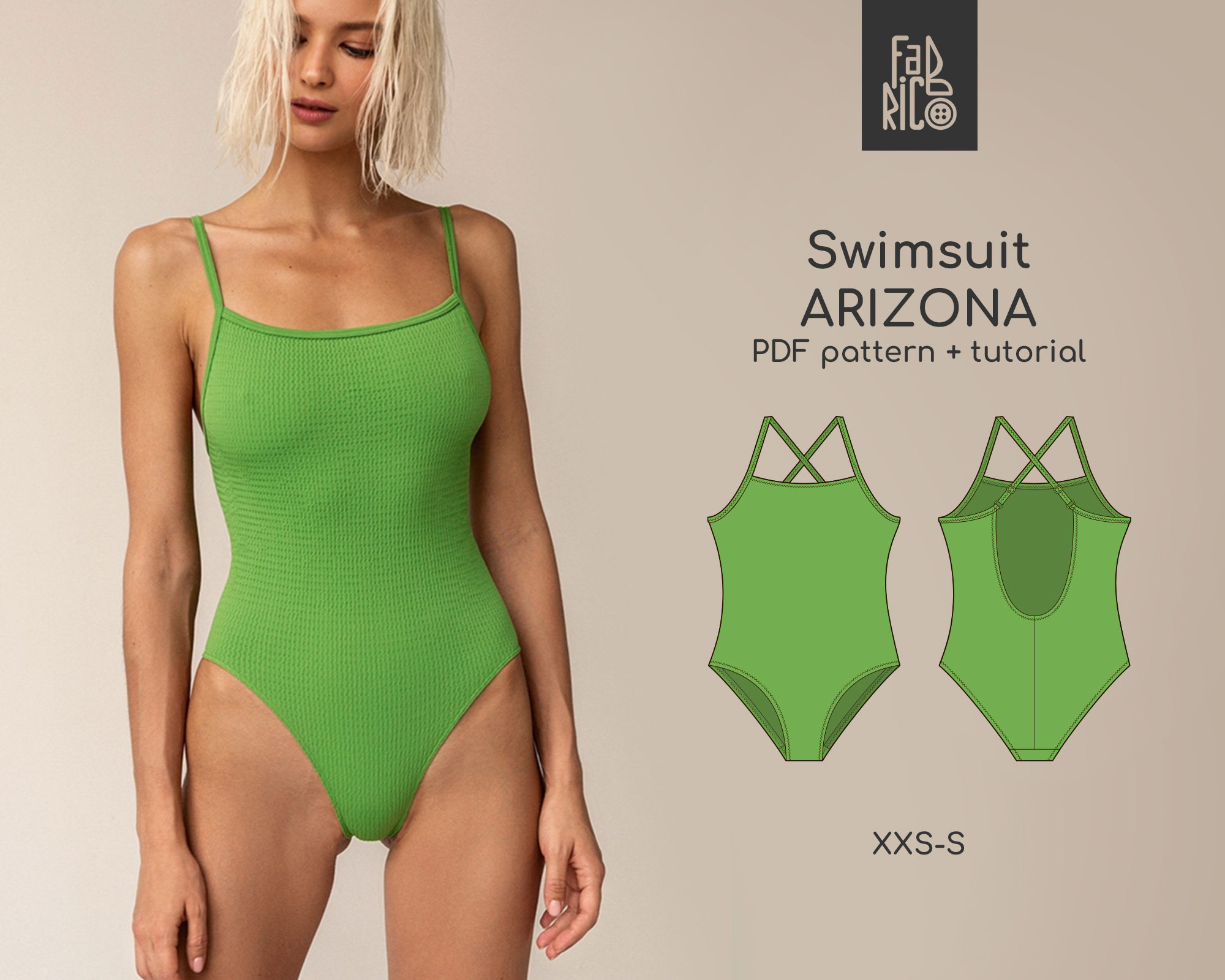 Women's One Piece Swimsuit Sewing Pattern, Ladies Downloadable