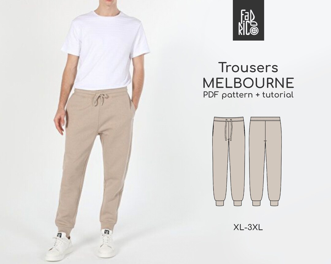 Joggers Men's Pants Sewing Pattern PDF and Sewing Tutorial / Sizes XL