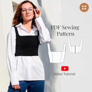 Bustier Top PDF sewing pattern sizes XXS -XL/ Corset pattern/ Bodice sewing pattern/ Women&#39;s top pattern/ Beginners friendly/ Video tutorial