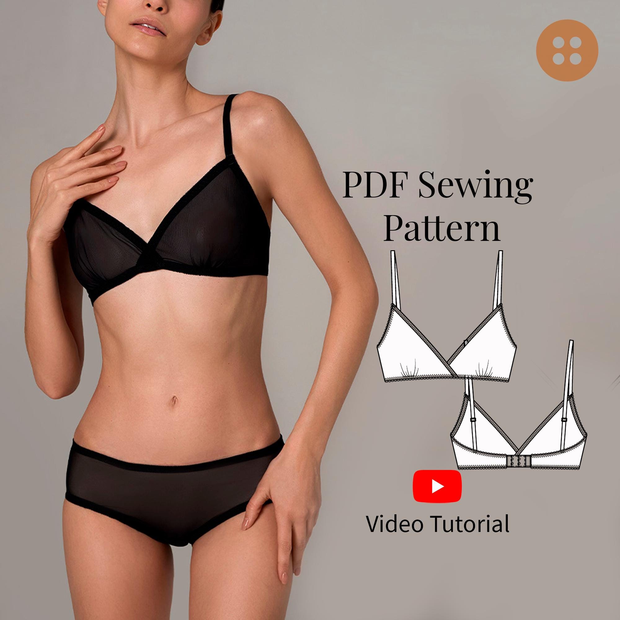 Bralette PDF Sewing Pattern XXS-XL sizes/ eu 34-44/ Bra Sewing Pattern/  Lingerie pattern for Beginners/ Stretch Bra sewing pattern