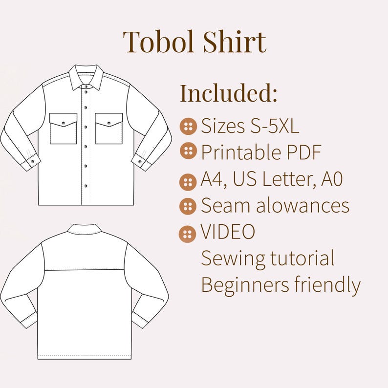 Men Shirt Jacket PDF Sewing Pattern + Video Tutorial/ Sizes S-5XL - Etsy
