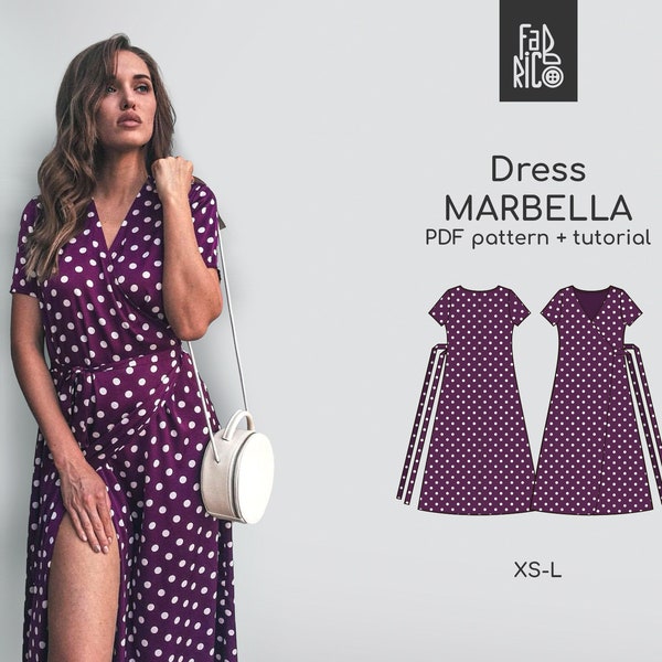 Patron de couture de robe portefeuille chic sans effort : créez la silhouette parfaite avec les tailles XS-L et le didacticiel vidéo