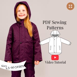Kids Winter Jacket Sewing Pattern: Sizes 1.5-10 Years (PDF Pattern + Video Tutorial)