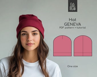Women&#39;s Beanie Hat PDF Sewing Pattern / Stretch fabric hat sewing pattern / Instant PDF Download/ Video sewing tutorial/ Beginners friendly