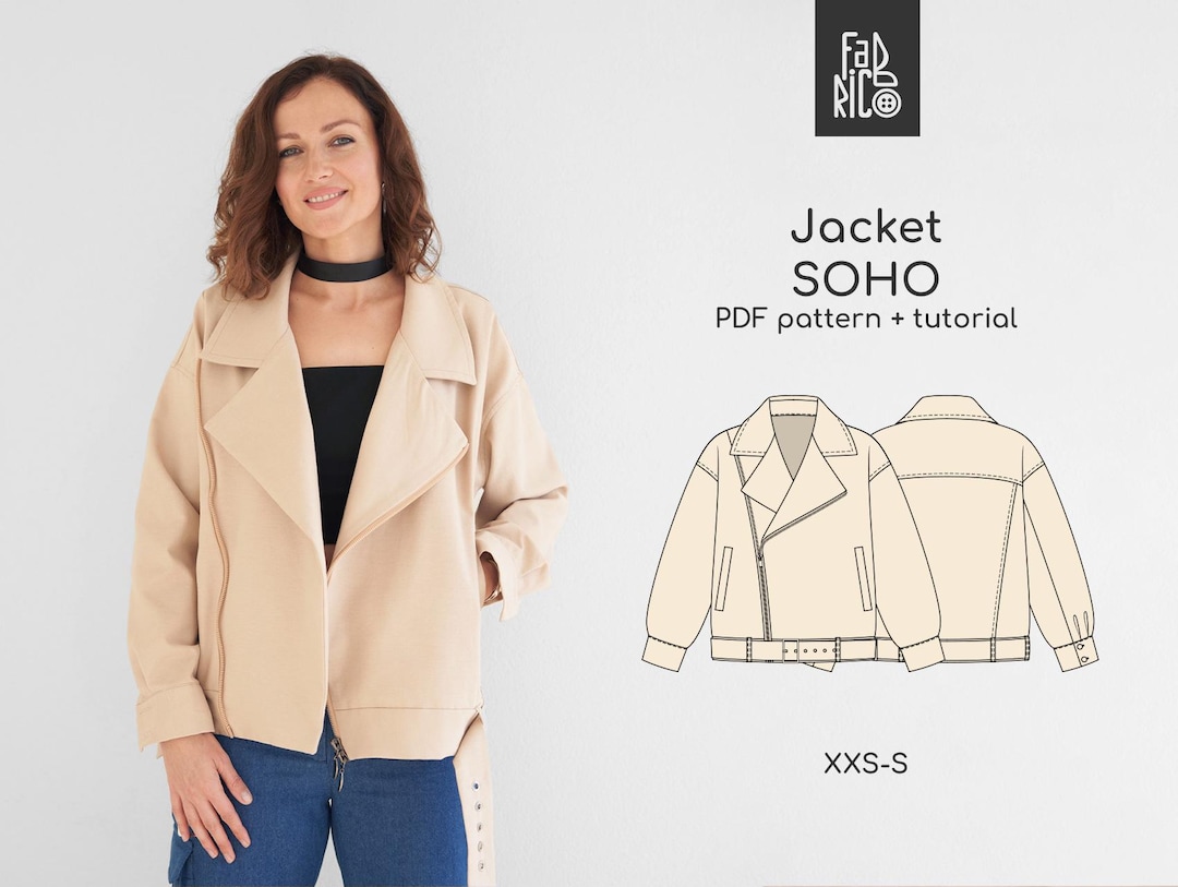 Biker Jacket Sewing Pattern for Women Sizes XXS-S/ Denim Jacket Pattern ...