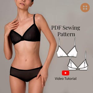 Bralette PDF Sewing Pattern XXS-XL sizes/ eu 34-44/ Bra Sewing Pattern/  Lingerie pattern for Beginners/ Stretch Bra sewing pattern