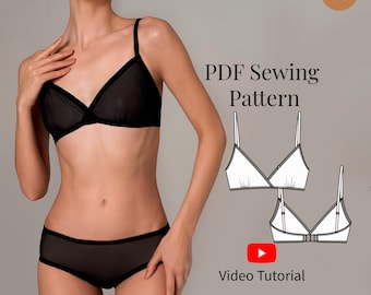 Bralette PDF Sewing Pattern XXS-XL sizes/ eu 34-44/ Bra Sewing Pattern/  Lingerie pattern for Beginners/ Stretch Bra sewing pattern