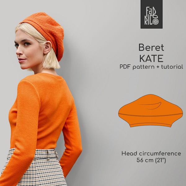 BERET Patron de couture de chapeaux | Patron de couture PDF pour béret français | Modèle numérique de béret pour femme | Patron de couture imprimable A4, LETTRE, A0