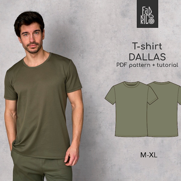 Men's Basic T-Shirt Sewing Pattern Sizes M-XL/ T-shirts PDF Sewing Pattern for men/ T-shirts Video Sewing Tutorial / Sports t-shirt pattern