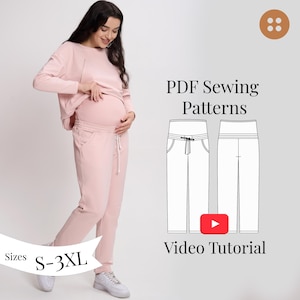 Patrón de costura para pantalones de maternidad, tallas S-3XL (Patrón en PDF + Videotutorial)