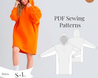 Oversized Hoodie Dress Sewing Pattern: Women's Sportswear (PDF Pattern + Video Tutorial)