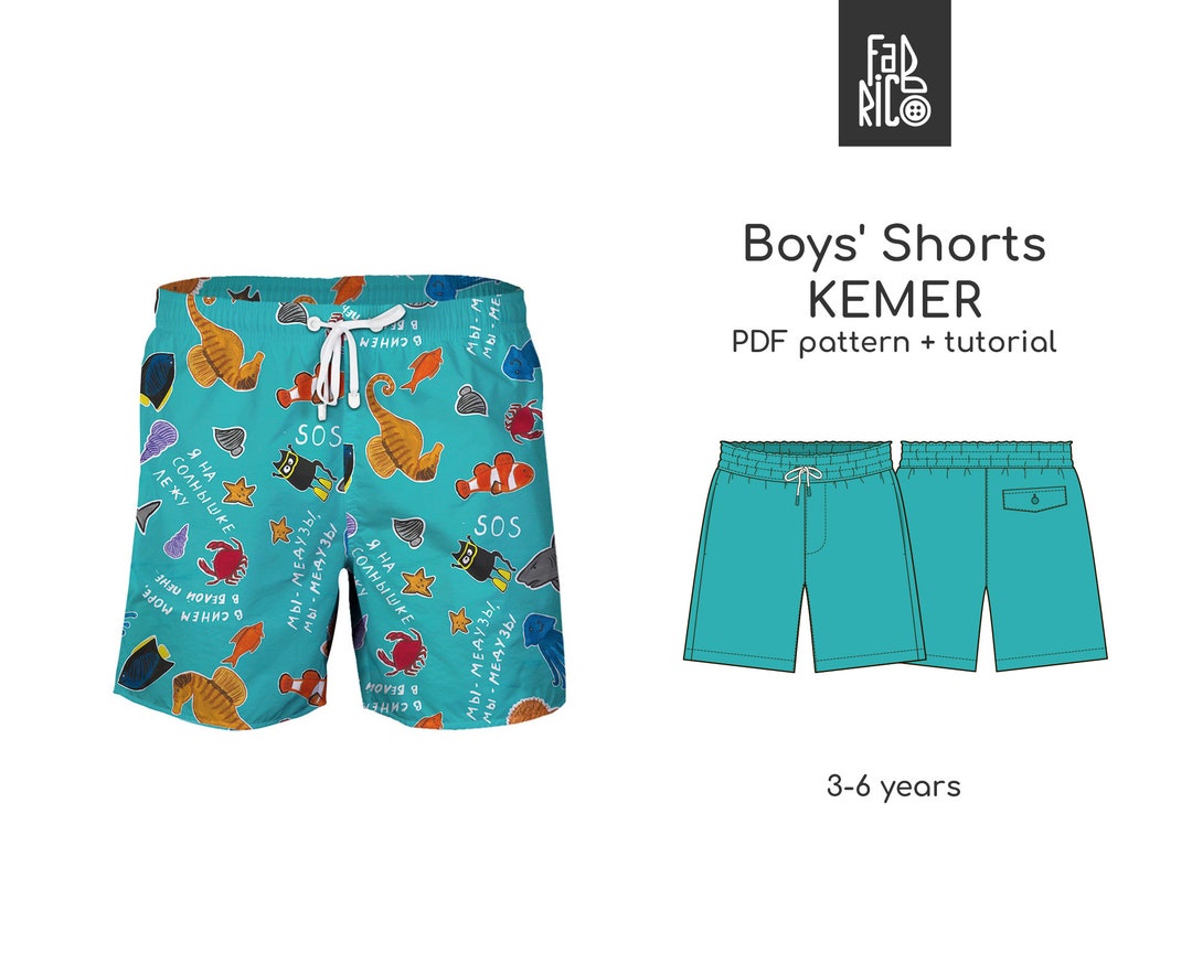 Boys' Shorts Sewing Pattern PDF and Sewing Tutorial / Sizes 3 6 Years