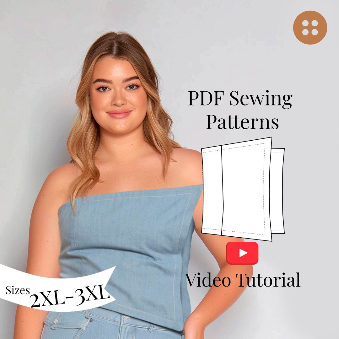 Plus Size Bodice Sewing Pattern: Denim Bustier, 2XL-3XL (PDF Pattern ...