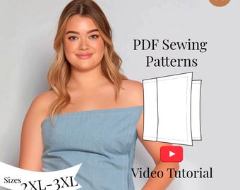 Plus Size Bodice Sewing Pattern: Denim Bustier, 2XL-3XL (PDF Pattern + Video Tutorial)