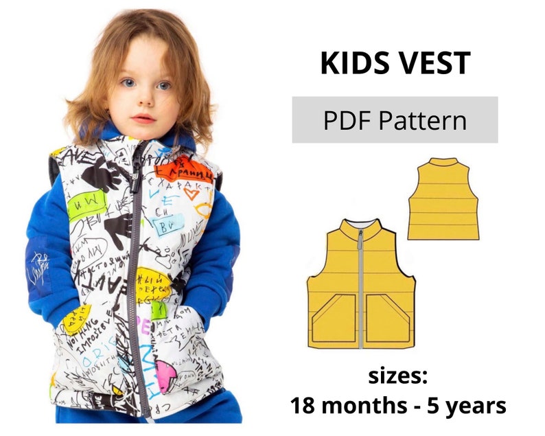 Kids Vest Sewing Pattern PDF and Sewing Tutorial / Sizes 18 | Etsy