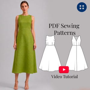 Schnittmuster für ein Sommerkleid (PDF) | Kleid mit Tellerrock und offenem Rücken (XXS-3XL) | Videoanleitung