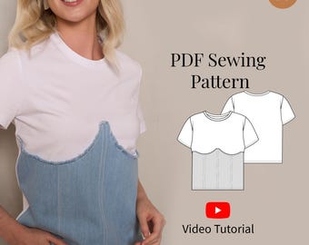 Naaipatroon dames-T-shirt XXS-3XL: geschikt voor beginners (pdf-patroon + videotutorial)