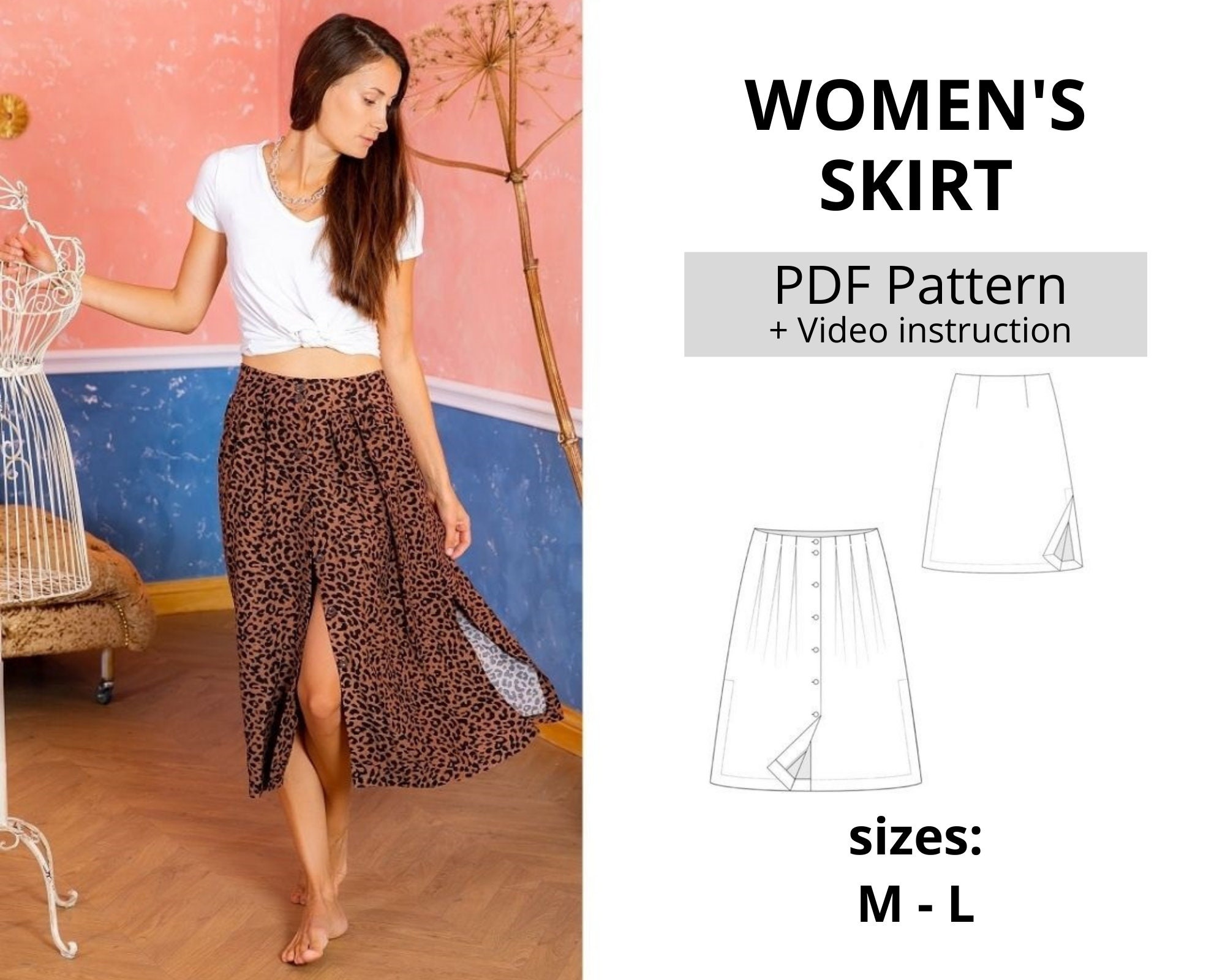 Women's Skirt PDF Sewing Pattern / Sewing tutorial for | Etsy