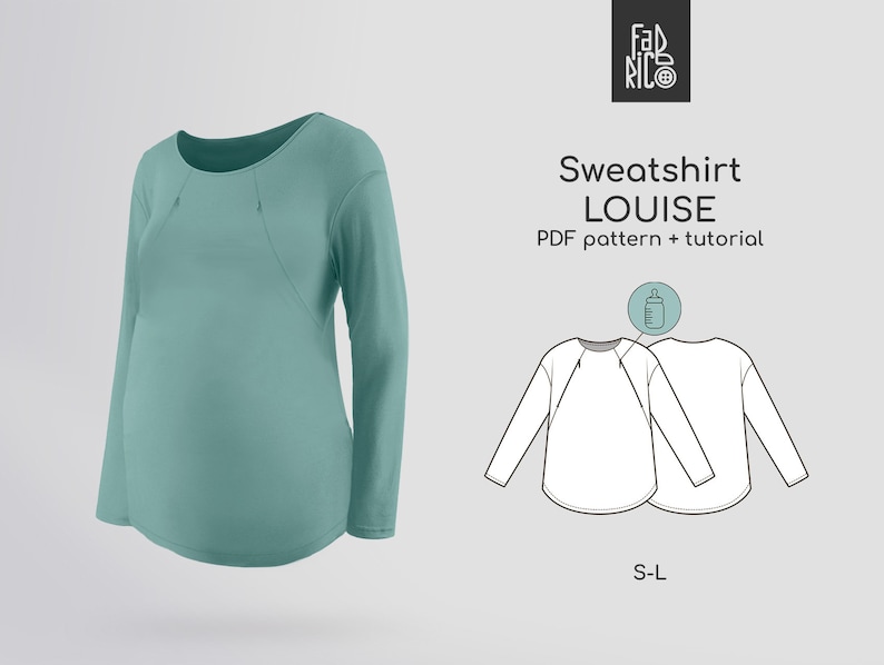 Maternity & Nursing Oversize Sweatshirt PDF Pattern + Sewing Video Tutorial, Hidden Chest Zippers for Breastfeeding sizes S-3XL with VIDEO tutorial.

The sweatshirt is designed for pregnant and nursing mothers. It features invisible zippers in the princess seams on the front, long sleeves, neckline is hemmed with facing. Sew your own stylish maternity and nursing sweatshirt. Easy. Comfortable. Beginner-friendly.

It’s essential to have comfortable clothes during maternity and lacta-tion periods.