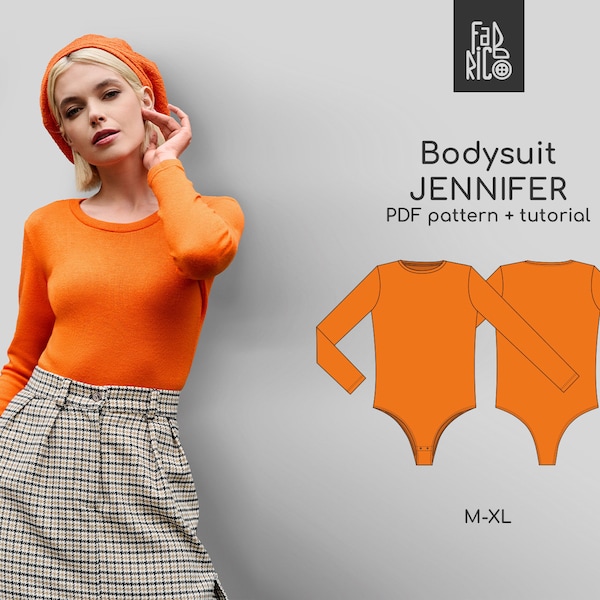 Bodysuit Sewing Pattern sizes M-XL/ PDF Beginner Sewing Patter/ One piece bodysuit PDF pattern