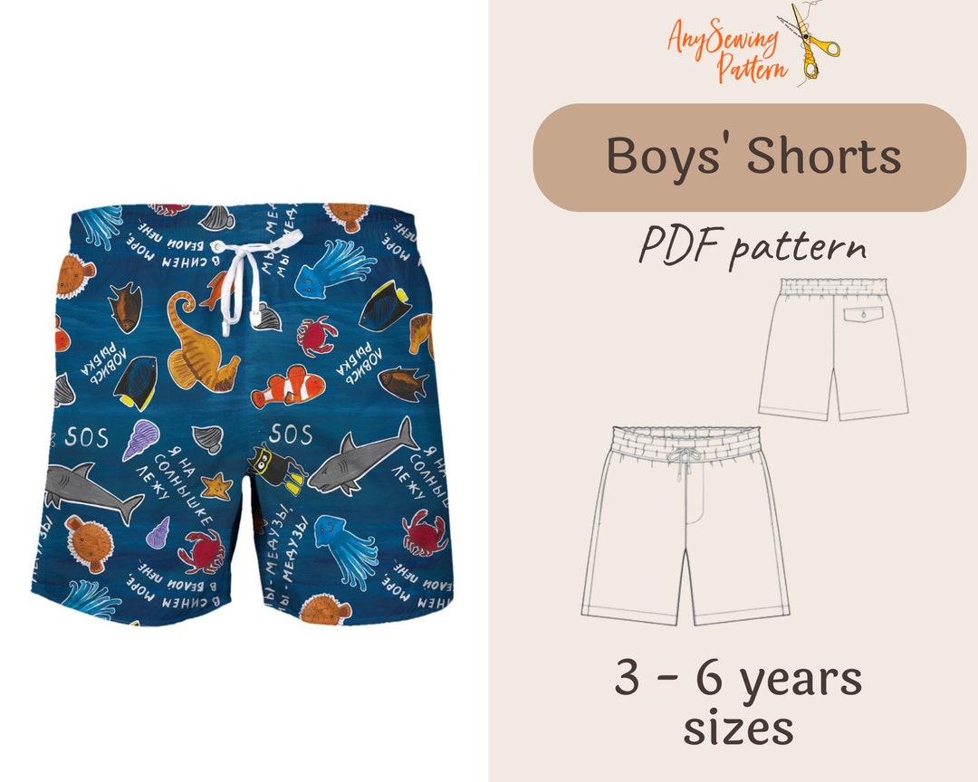 Boys' Shorts Sewing Pattern PDF and Sewing Tutorial / Etsy