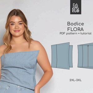 Patron de couture PDF corsage 2XL-3XL taille / UE 46-48 / patron de couture bustier en jean / patron de corset pour débutants / patron numérique haut corset
