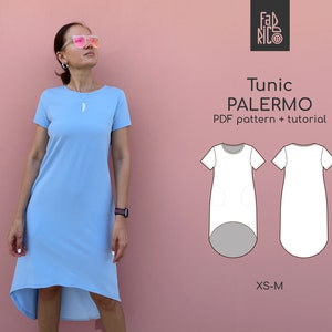 Tshirt woman dress, T-shirt dress Sewing Pattern PDF, tennis dress pattern, House dress Sewing Pattern /Sewing Tutorial/ Sizes XS - M