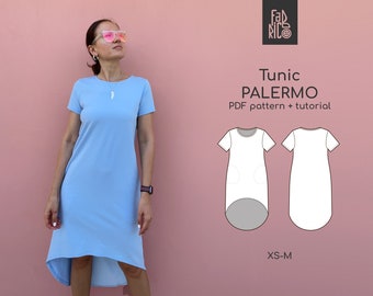 Tshirt woman dress, T-shirt dress Sewing Pattern PDF, tennis dress pattern, House dress Sewing Pattern /Sewing Tutorial/ Sizes XS - M