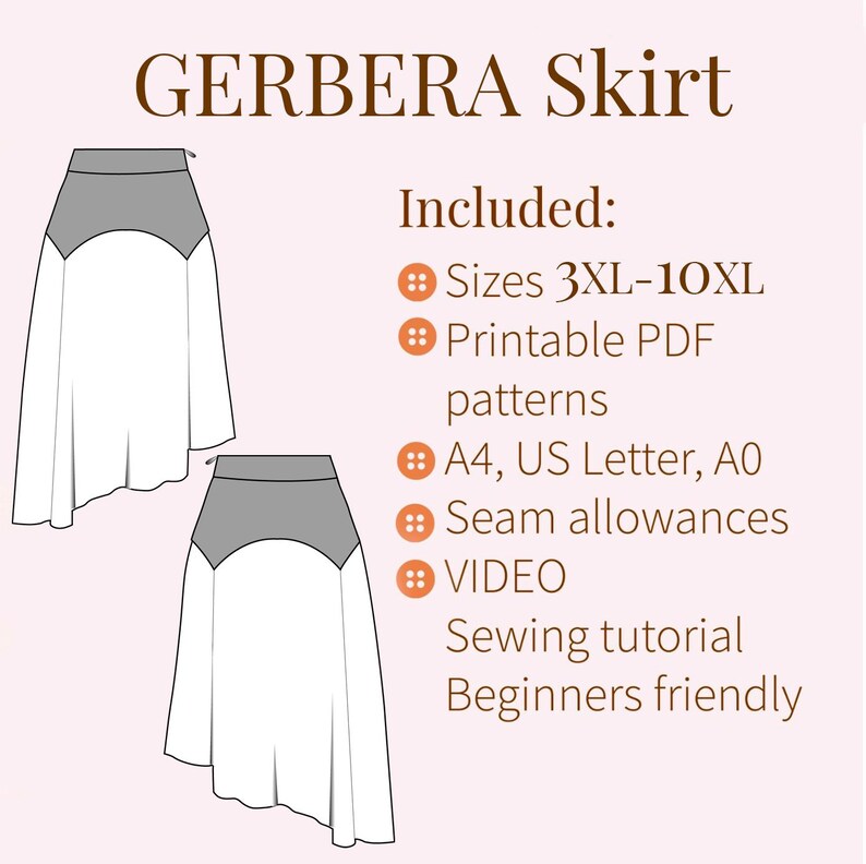 Plus Size Asymmetrical Skirt Sewing Pattern: Curvy Women (PDF Pattern ...