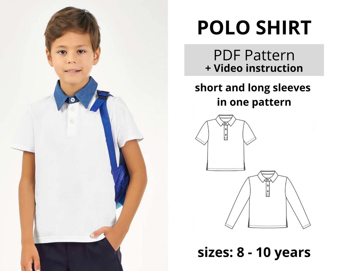 Boys' Polo Shirt Sewing Pattern PDF and Sewing Tutorial / Etsy