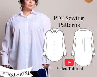 Plus Size Women Shirt Sewing Pattern + Video Tutorial