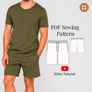 Naaipatroon heren shorts PDF Maten S - 5XL/patroon heren jersey short / Patroon sportshorts zomer voor heren / Naai-tutorial video
